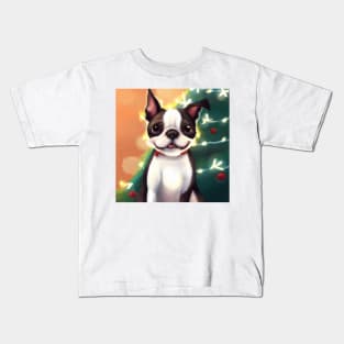 Cute Boston Terrier Drawing Kids T-Shirt
